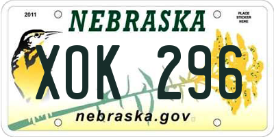 NE license plate XOK296