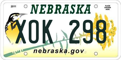 NE license plate XOK298