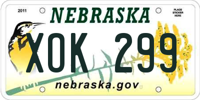 NE license plate XOK299