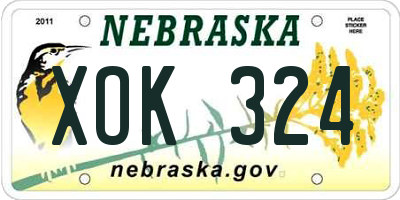 NE license plate XOK324