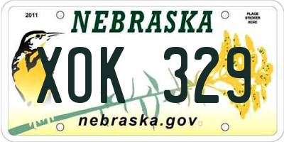 NE license plate XOK329