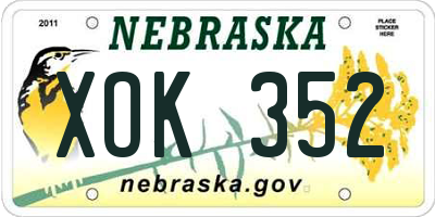 NE license plate XOK352