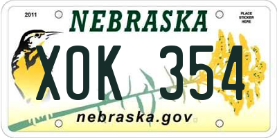NE license plate XOK354