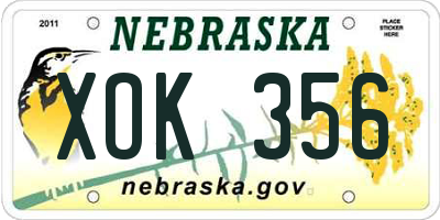 NE license plate XOK356