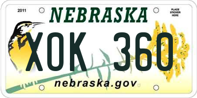 NE license plate XOK360