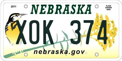 NE license plate XOK374