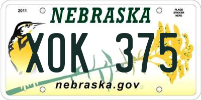 NE license plate XOK375