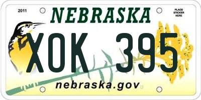 NE license plate XOK395