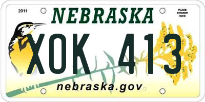 NE license plate XOK413