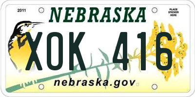NE license plate XOK416