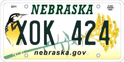 NE license plate XOK424