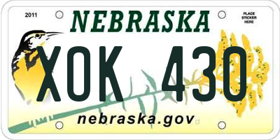 NE license plate XOK430