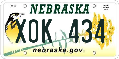 NE license plate XOK434