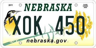 NE license plate XOK450