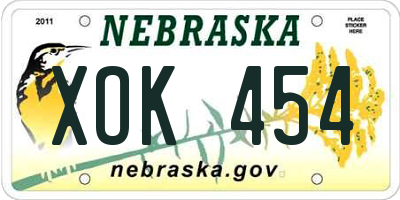 NE license plate XOK454