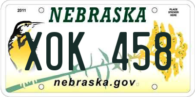 NE license plate XOK458