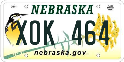 NE license plate XOK464