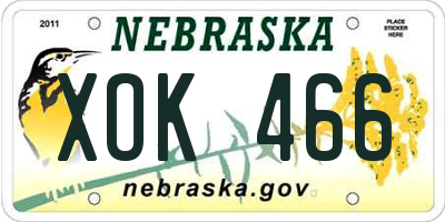 NE license plate XOK466