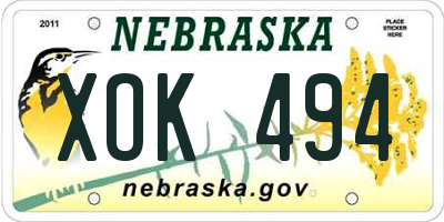 NE license plate XOK494