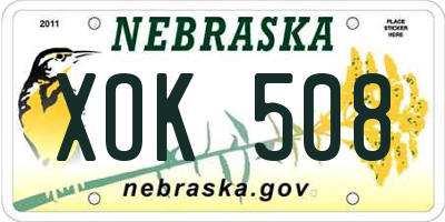 NE license plate XOK508