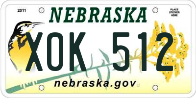 NE license plate XOK512