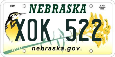 NE license plate XOK522