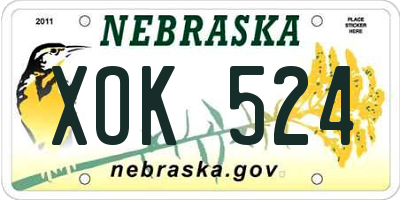NE license plate XOK524
