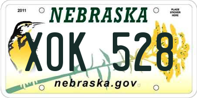 NE license plate XOK528