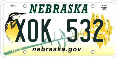 NE license plate XOK532