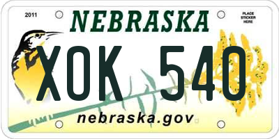 NE license plate XOK540