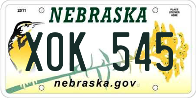 NE license plate XOK545