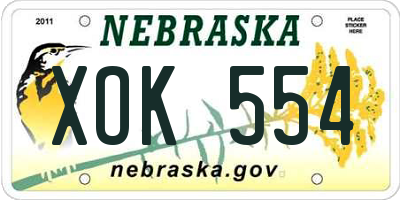 NE license plate XOK554