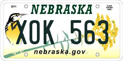 NE license plate XOK563
