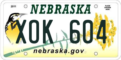 NE license plate XOK604
