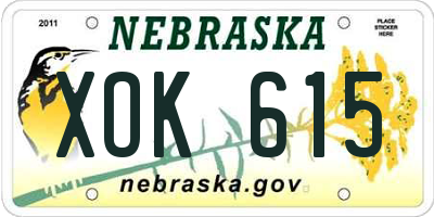 NE license plate XOK615