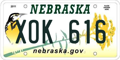 NE license plate XOK616
