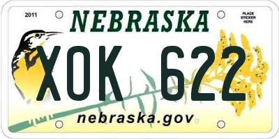 NE license plate XOK622