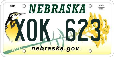 NE license plate XOK623