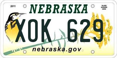 NE license plate XOK629