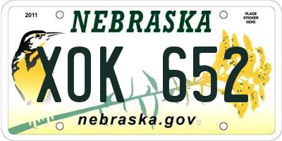 NE license plate XOK652