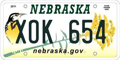 NE license plate XOK654