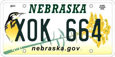 NE license plate XOK664