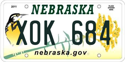 NE license plate XOK684