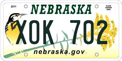 NE license plate XOK702