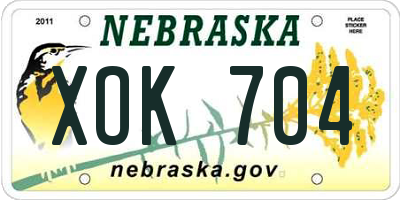 NE license plate XOK704