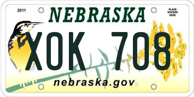 NE license plate XOK708