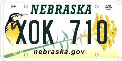 NE license plate XOK710