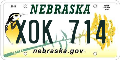 NE license plate XOK714