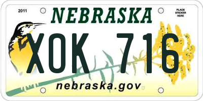 NE license plate XOK716