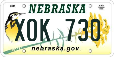 NE license plate XOK730